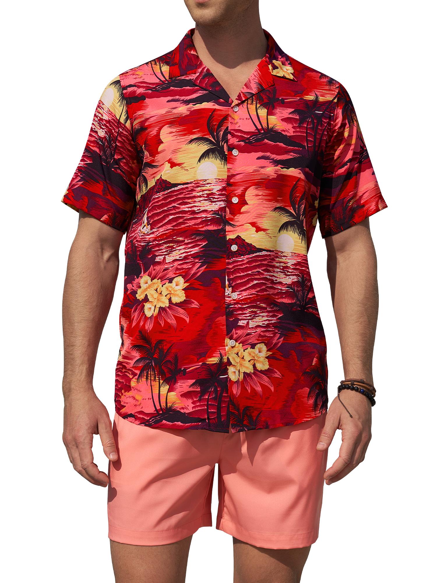 sogami Beach Shirt Short Sleeve Hawaiian Shirts for Men Casual Button Down Shirt