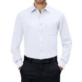 sogami Mens Long Sleeve Collared Button-up Shirt Regular Fit Solid Wrinkle-Free White Dresses Shirt Business Casual
