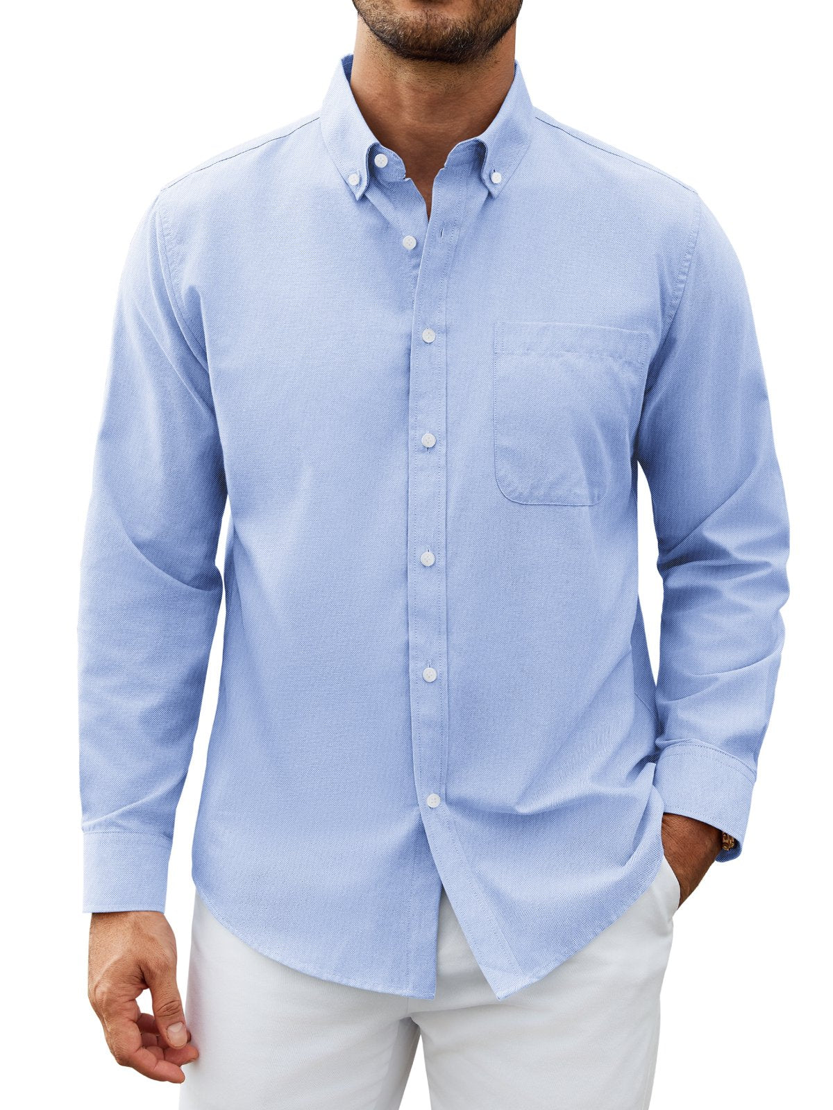 sogami Men's Casual Oxford Long Sleeve Shirt Button Down Collar Cotton Shirt