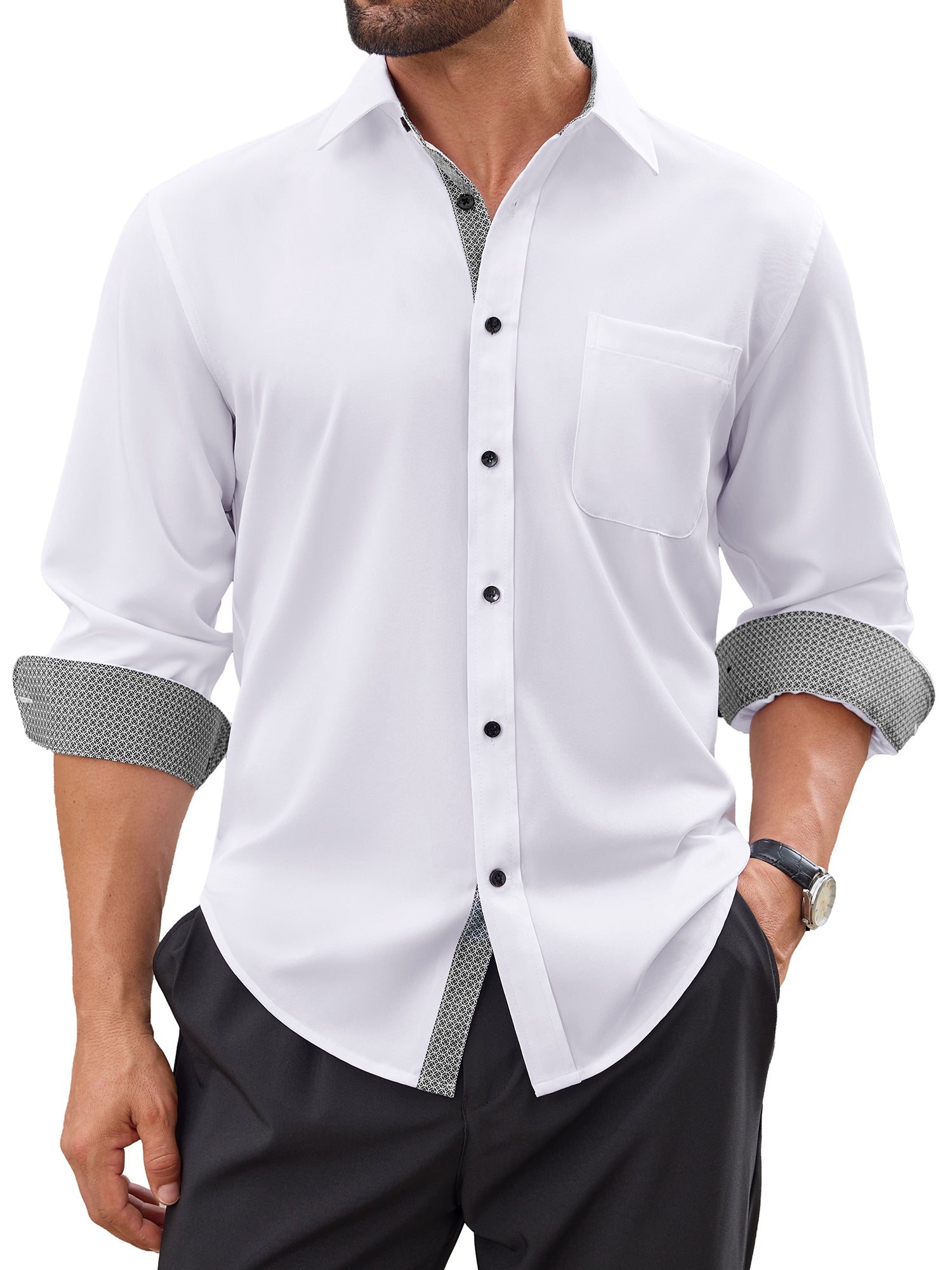 sogami Mens Long Sleeve Stretch Dress Shirts Casual Button Down Shirt