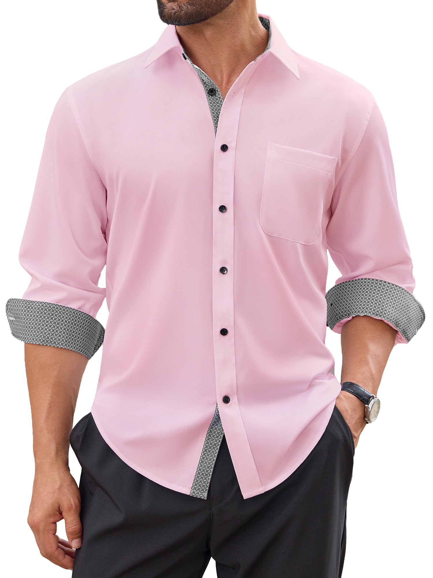 sogami Mens Long Sleeve Stretch Dress Shirts Casual Button Down Shirt