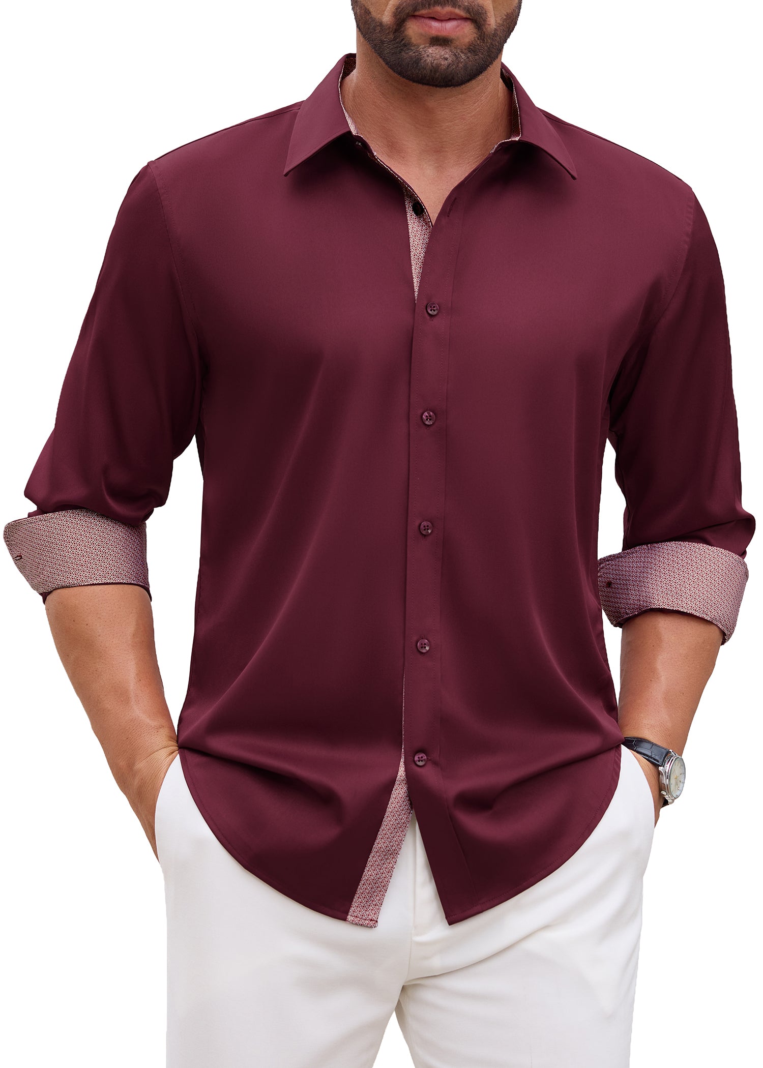 sogami Mens Long Sleeve Stretch Dress Shirts Casual Button Down Shirt