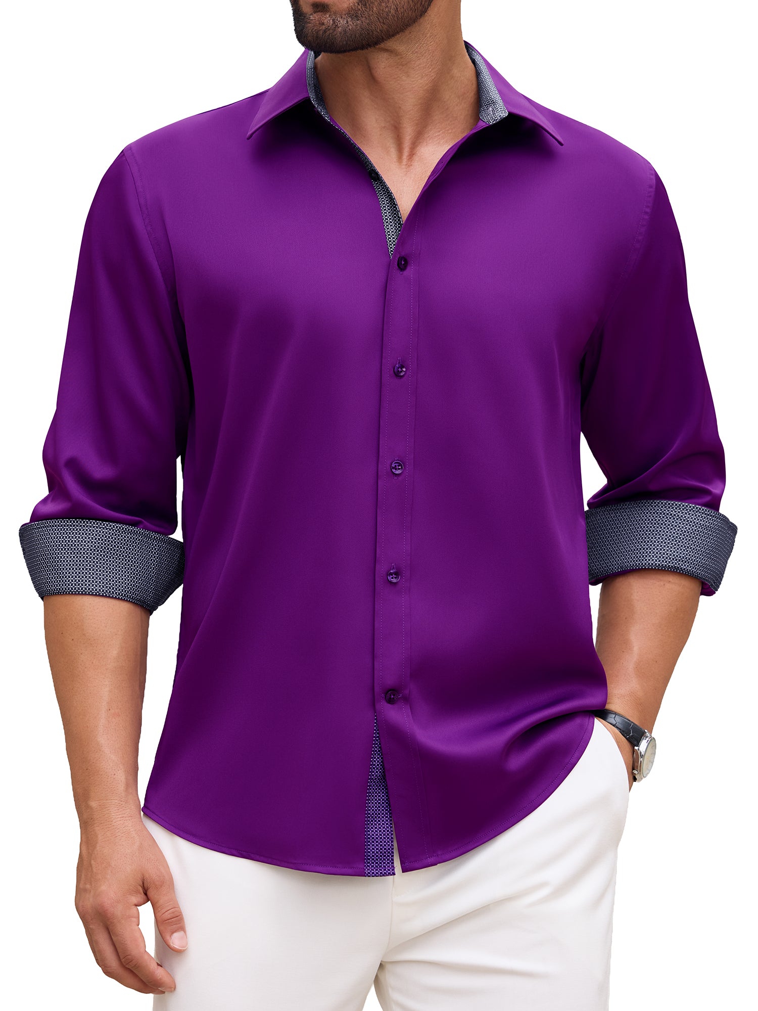 sogami Mens Long Sleeve Stretch Dress Shirts Casual Button Down Shirt