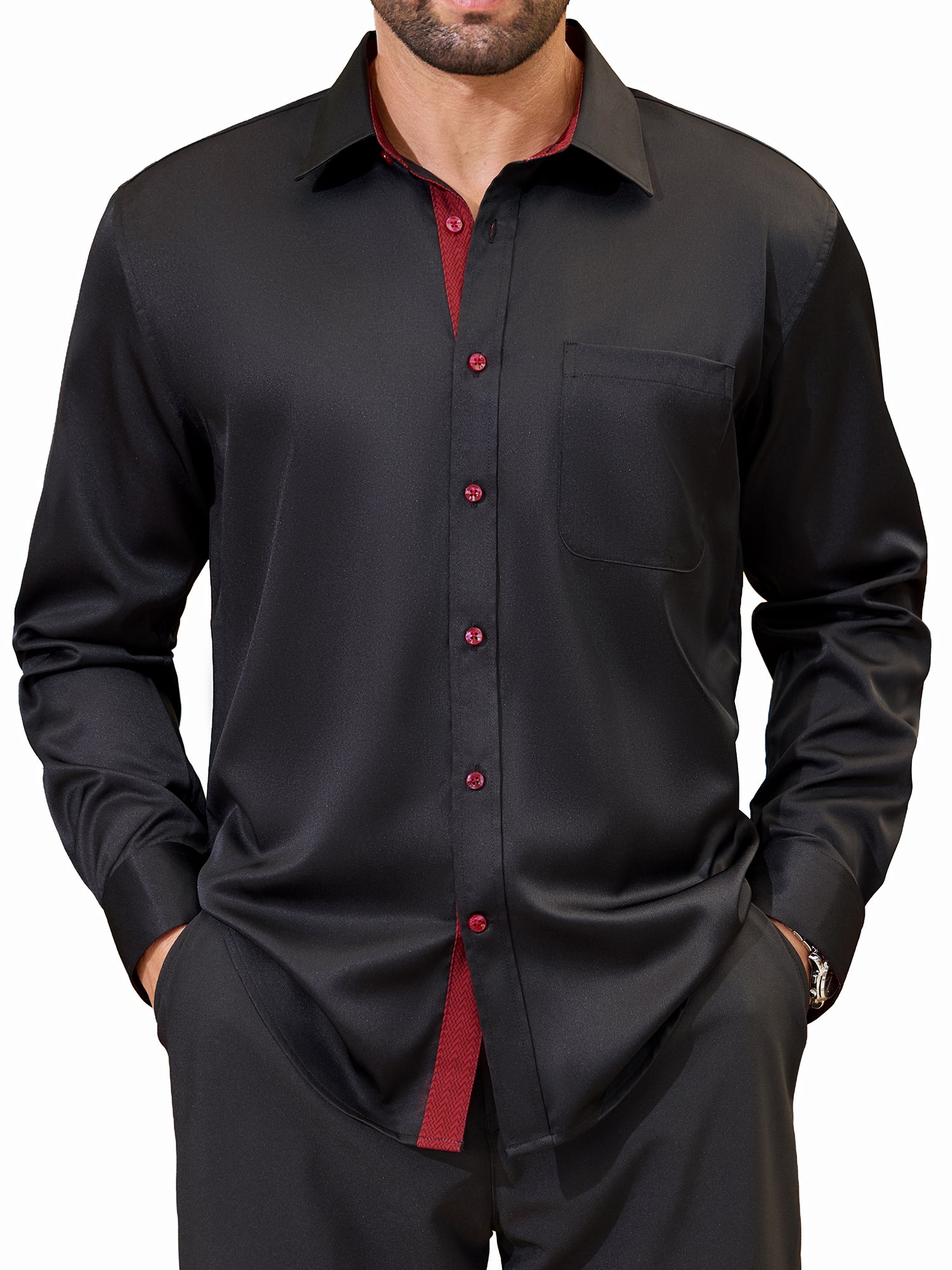 sogami Mens Long Sleeve Stretch Dress Shirts Casual Button Down Shirt