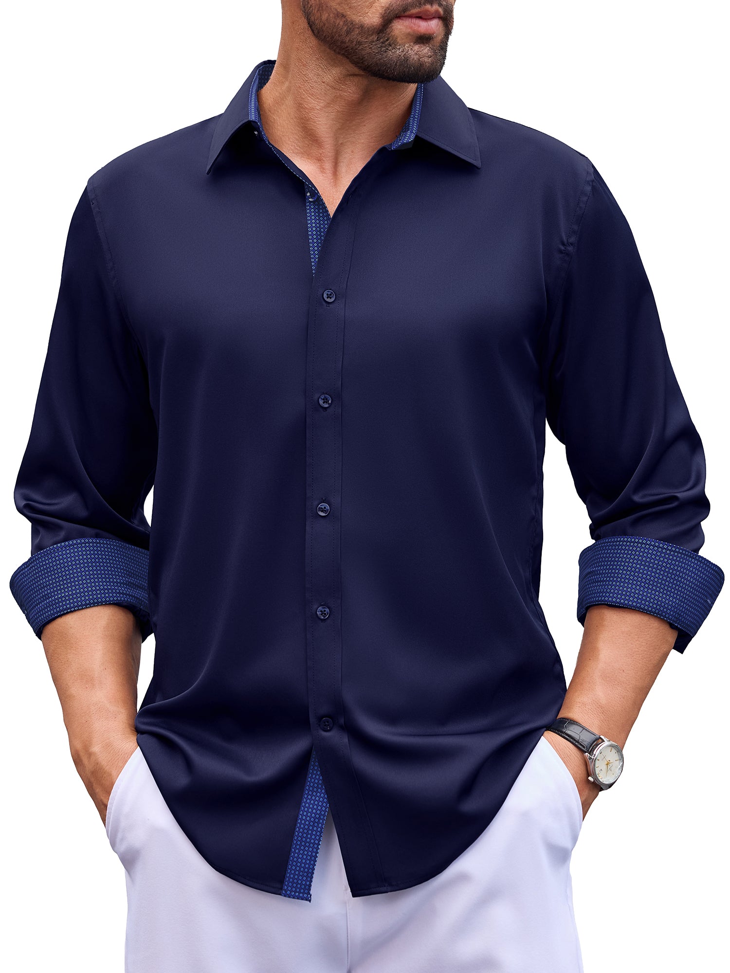 sogami Mens Long Sleeve Stretch Dress Shirts Casual Button Down Shirt