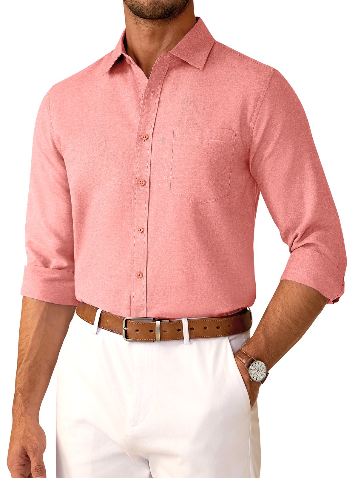 sogami Button Up Shirt Mens Oxford Shirt Casual Long Sleeve White Cotton Dress Shirt For Men Office