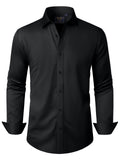 sogami Mens Solid Long Sleeve Dress Shirts Stretch Cotton Business Shirt