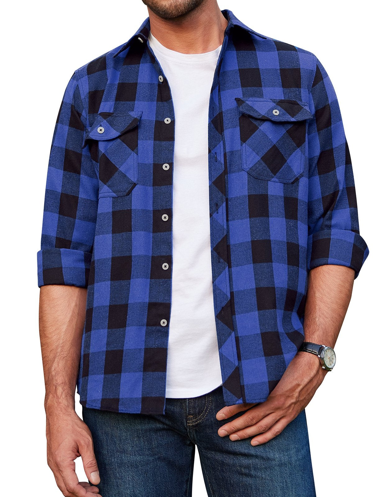 sogami Mens Long Sleeve Red Plaid Flannel Shirts Casual Button Down Regular Fit