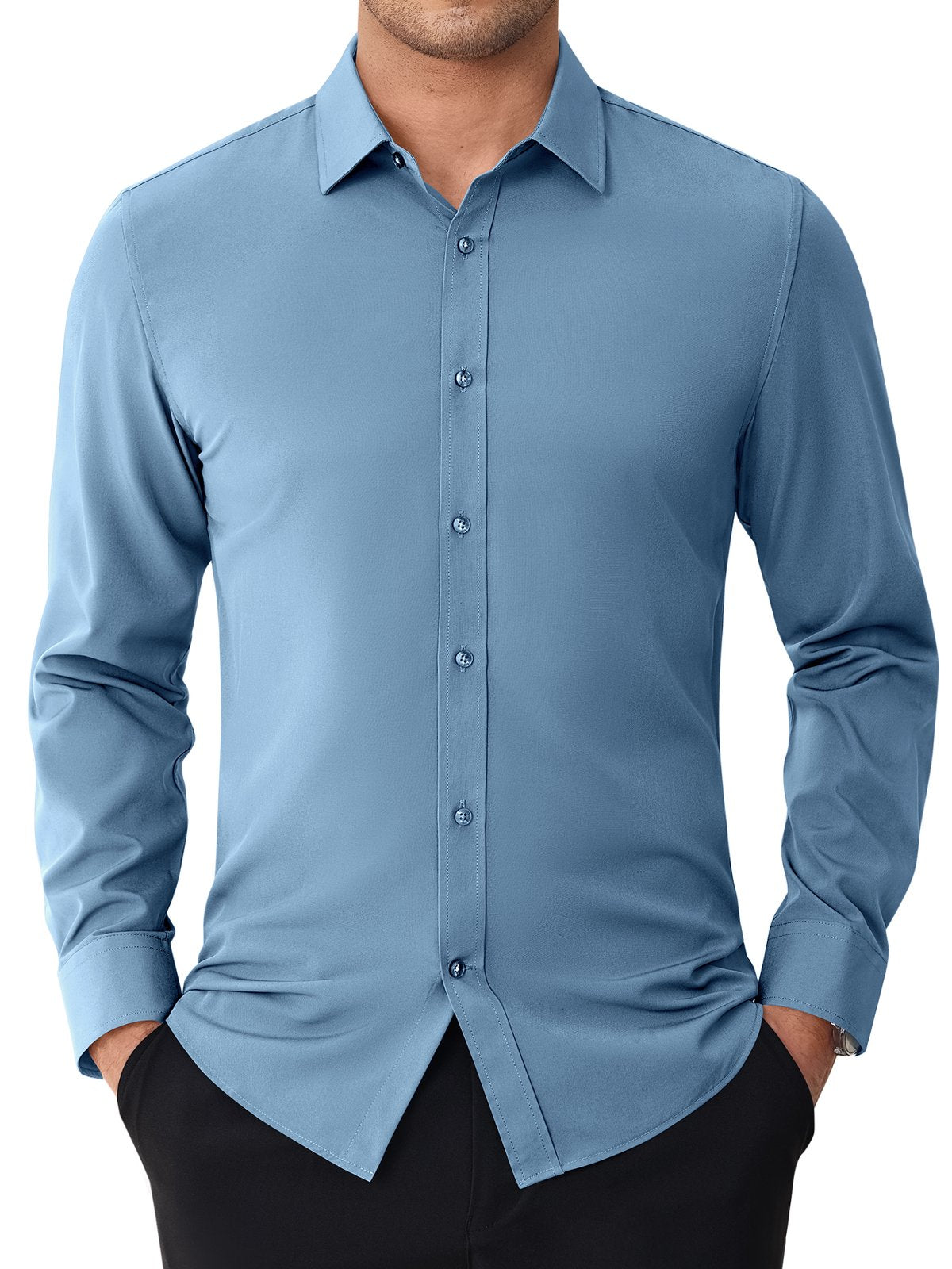 sogami Men's Stain Sheild Dress Shirts Long Sleeve Stretch Button Down Shirt Business Casual Shirt