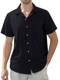 sogami Men's Linen Shirts Short Sleeve Hawaiian Button down Shirt with Pocket