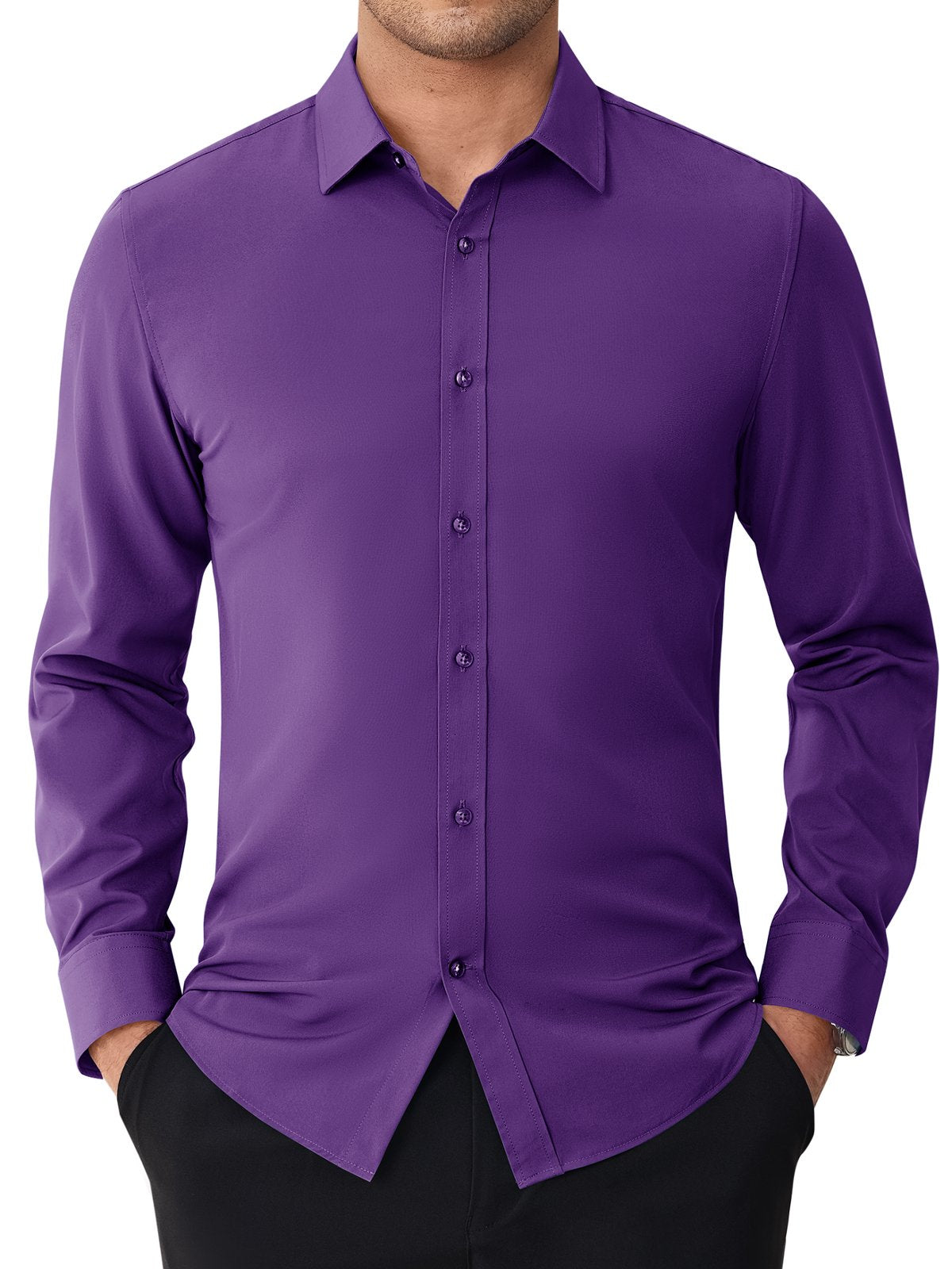 sogami Men's Stain Sheild Dress Shirts Long Sleeve Stretch Button Down Shirt Business Casual Shirt