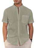 sogami Men's Cotton Linen Short Sleeve Button Down Shirt Casual Summer Shirt
