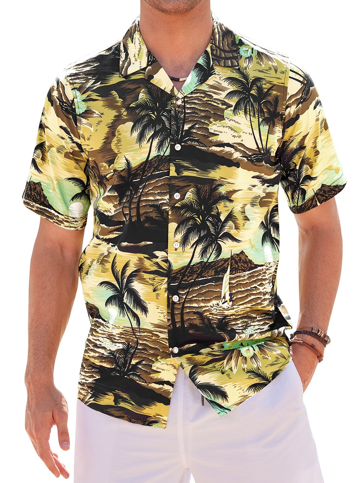 sogami Beach Shirt Short Sleeve Hawaiian Shirts for Men Casual Button Down Shirt