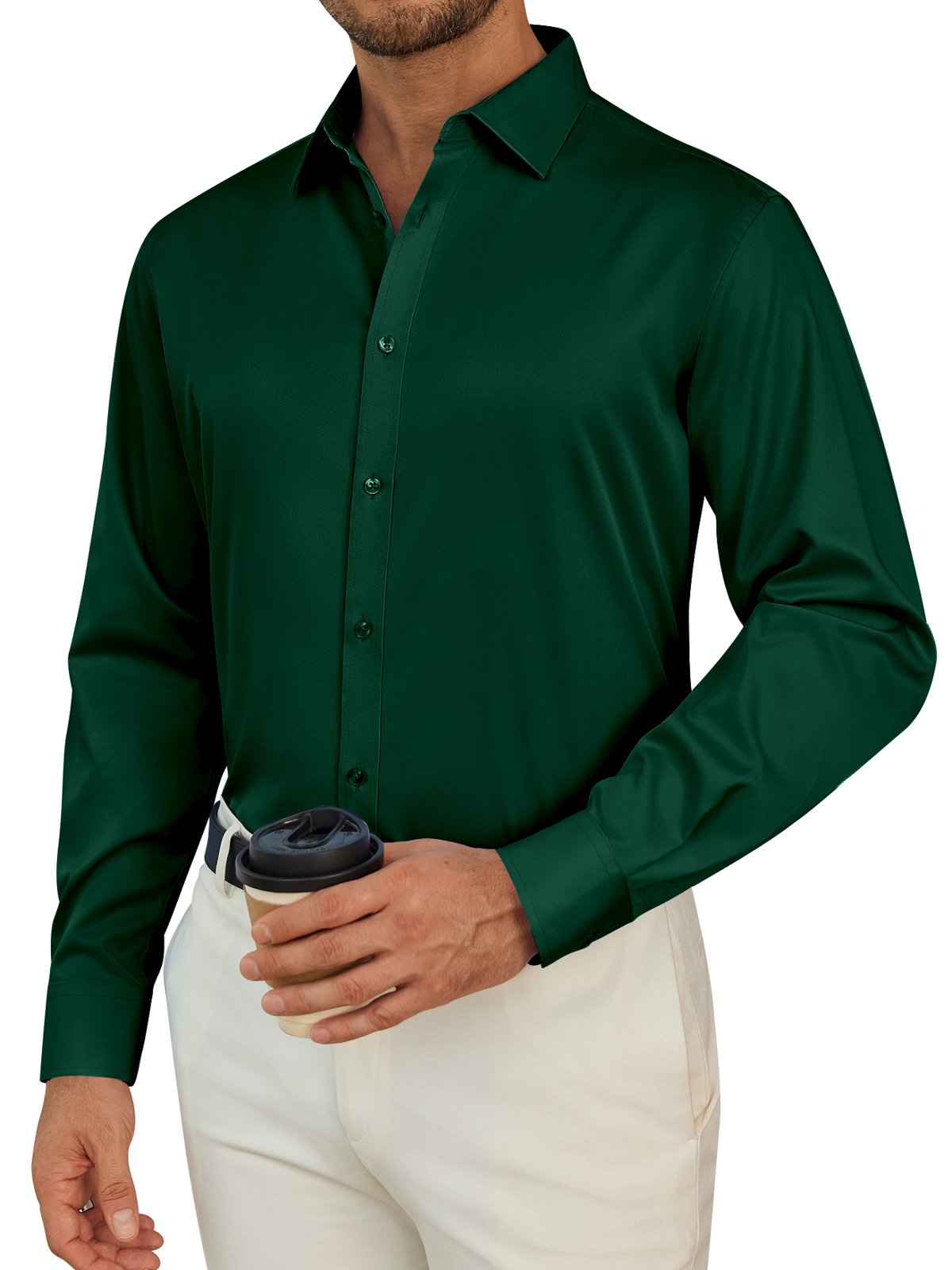 sogami Men's Stretch Long Sleeve Dress Shirt Wrinkle Free Formal Shirt