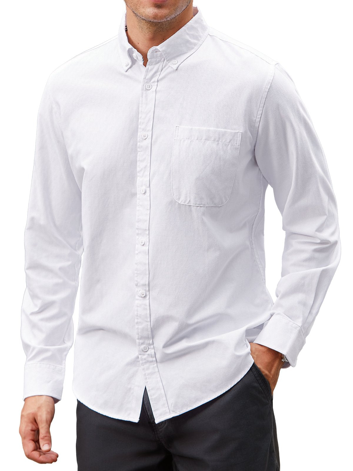 sogami Men's Casual Oxford Long Sleeve Shirt Button Down Collar Cotton Shirt