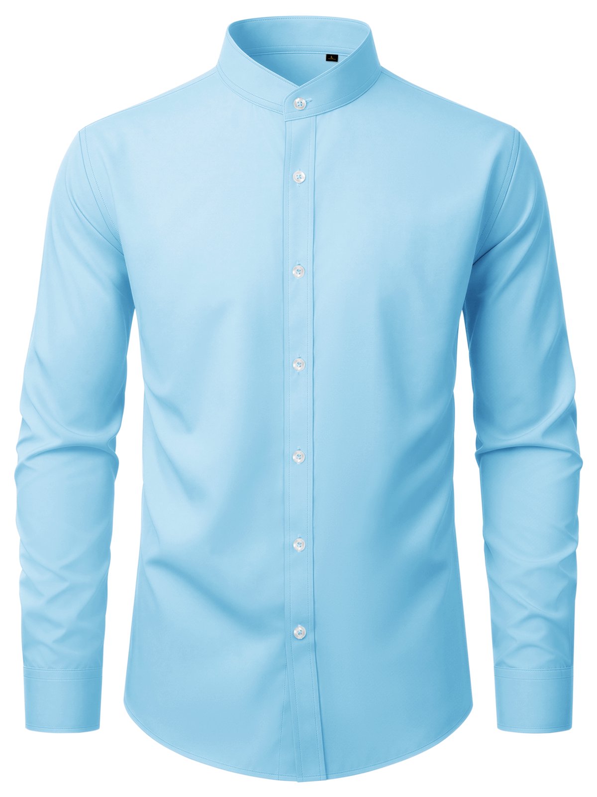 sogami Men's Wrinkle Free Dress Shirt Band Collar Long Sleeve Button Down Formal Shirt