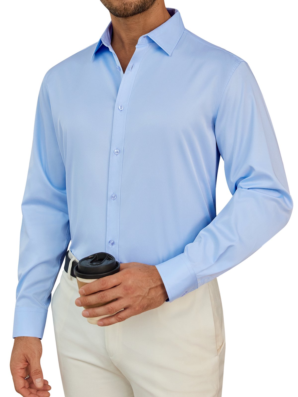 sogami Men's Stretch Long Sleeve Dress Shirt Wrinkle Free Formal Shirt