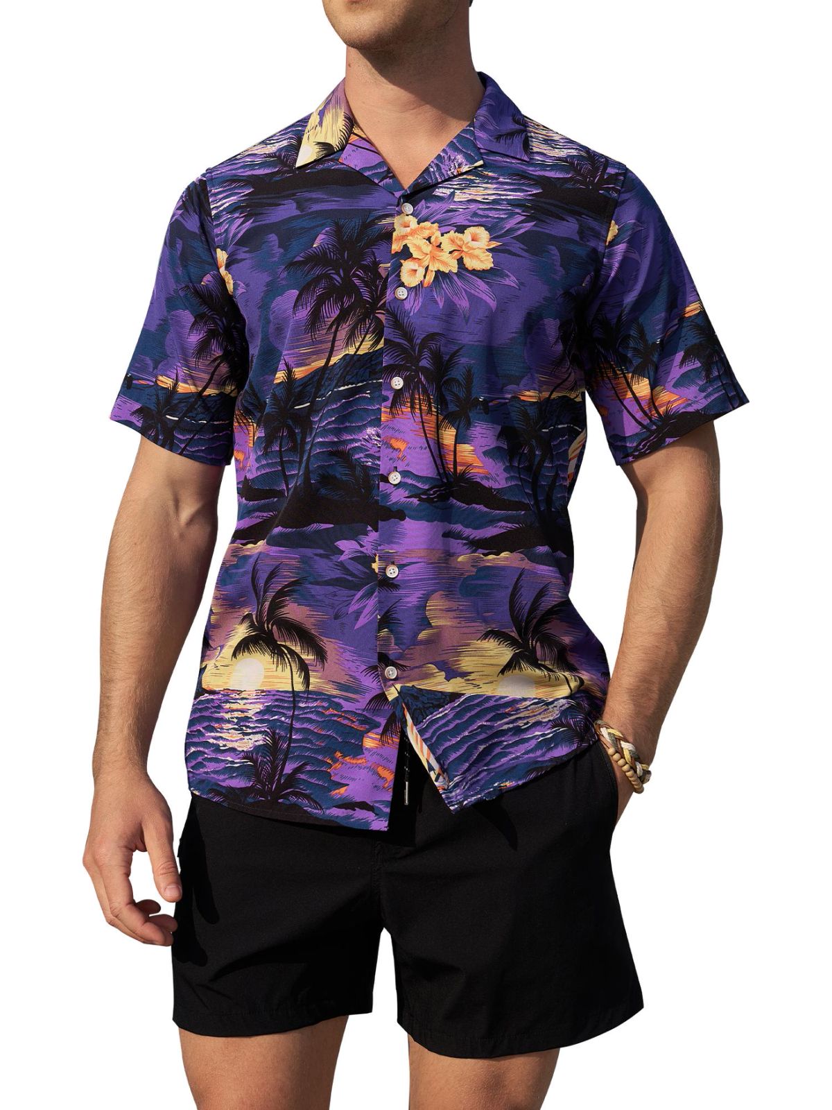 sogami Beach Shirt Short Sleeve Hawaiian Shirts for Men Casual Button Down Shirt