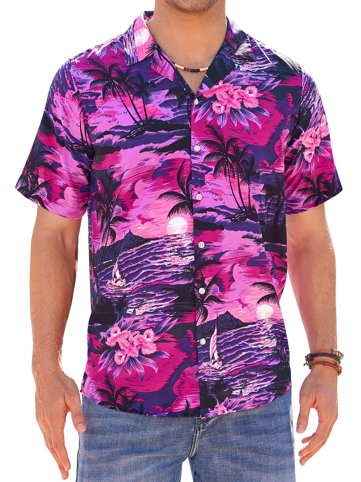 sogami Beach Shirt Short Sleeve Hawaiian Shirts for Men Casual Button Down Shirt