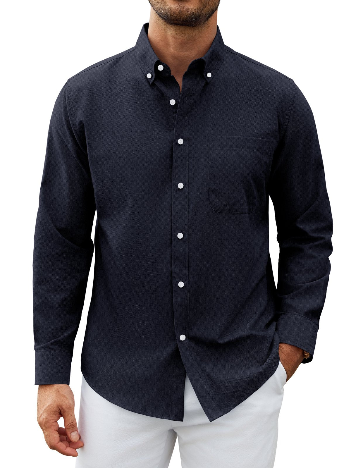sogami Men's Casual Oxford Long Sleeve Shirt Button Down Collar Cotton Shirt