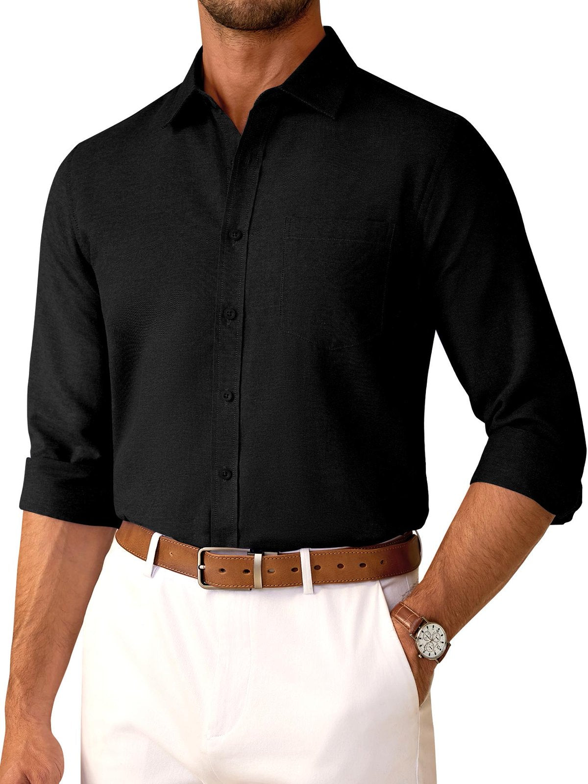 sogami Button Up Shirt Mens Oxford Shirt Casual Long Sleeve White Cotton Dress Shirt For Men Office