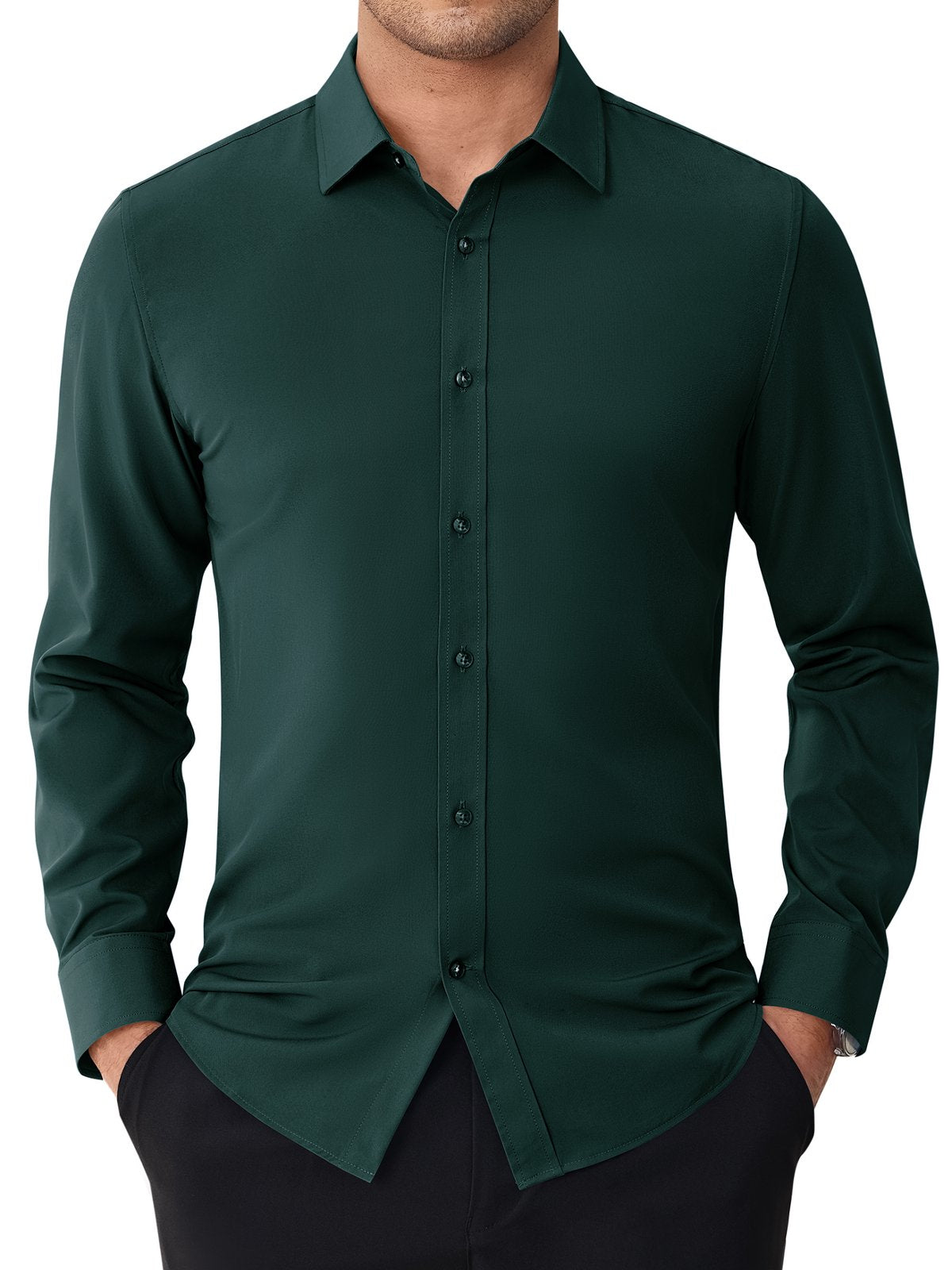 sogami Men's Stain Sheild Dress Shirts Long Sleeve Stretch Button Down Shirt Business Casual Shirt