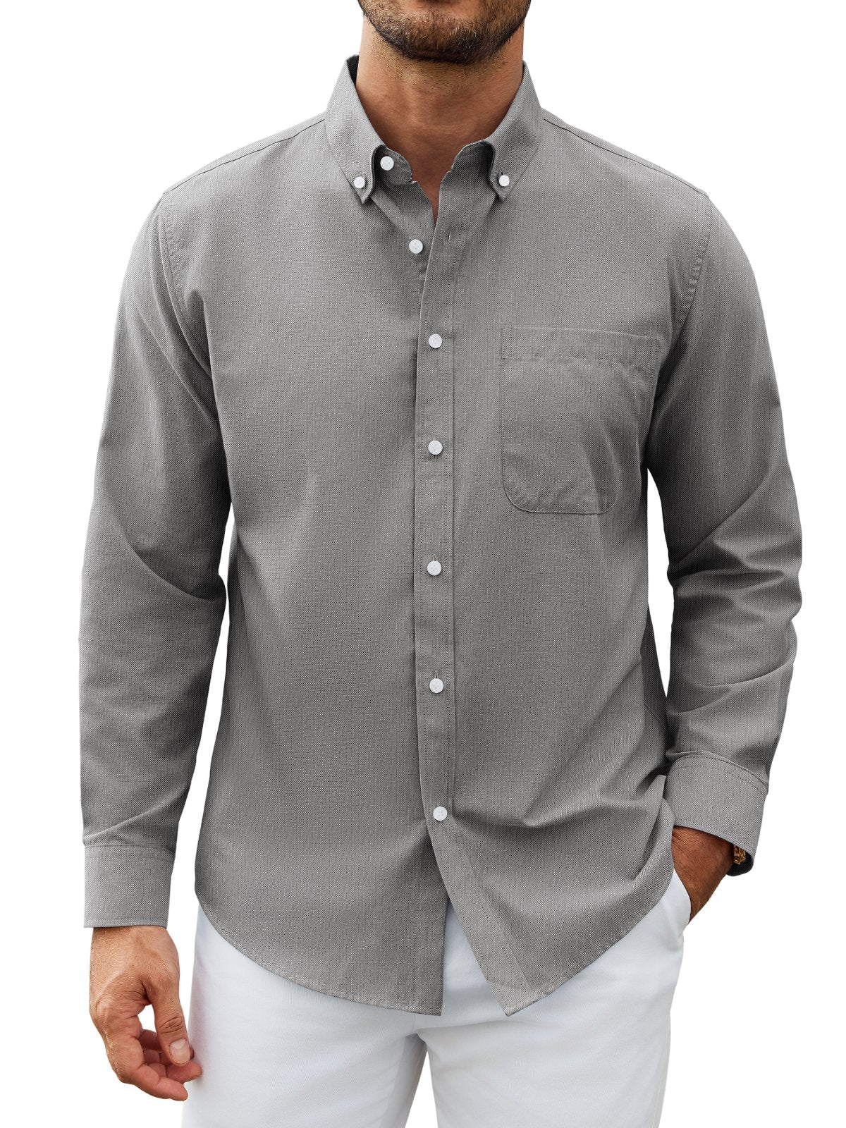 sogami Men's Casual Oxford Long Sleeve Shirt Button Down Collar Cotton Shirt
