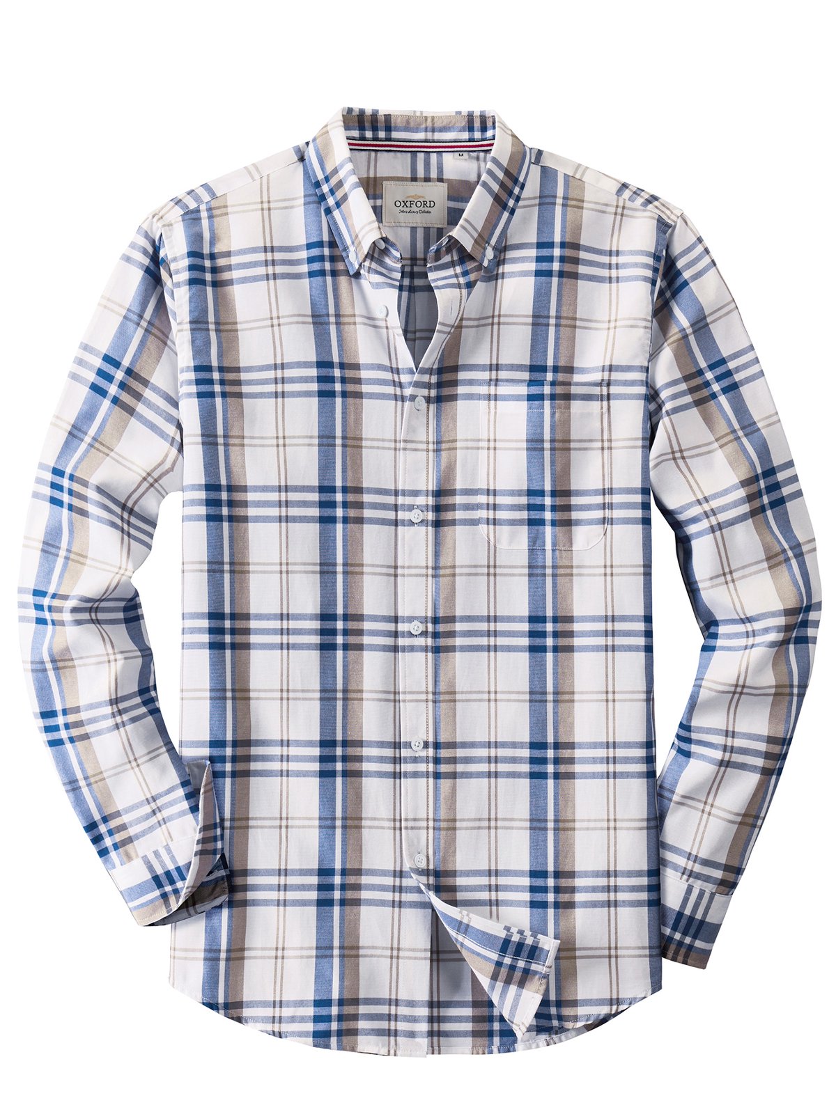 sogami Men's Striped Oxford Shirt Casual Long Sleeve Button Down Shirt