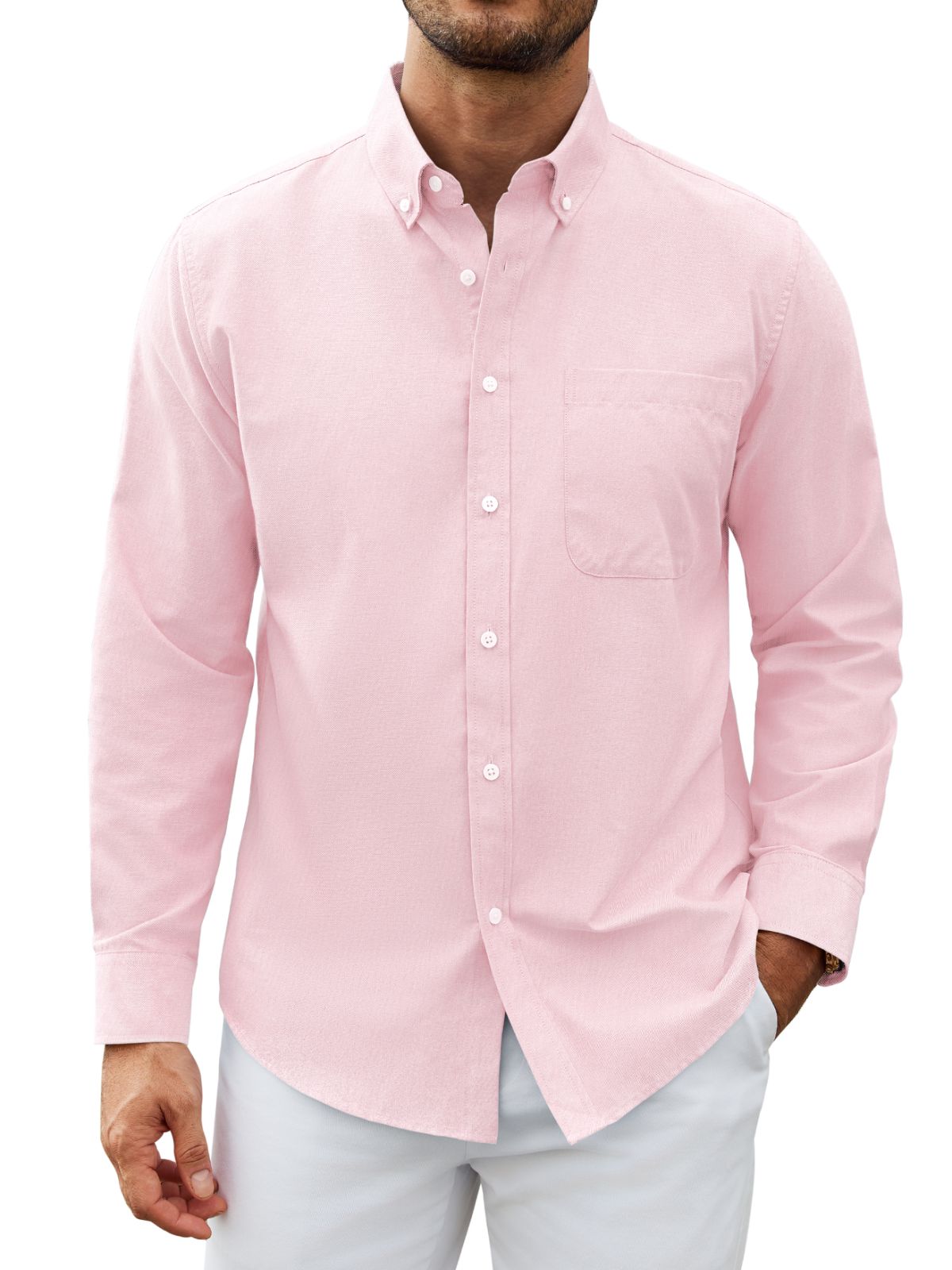 sogami Men's Casual Oxford Long Sleeve Shirt Button Down Collar Cotton Shirt