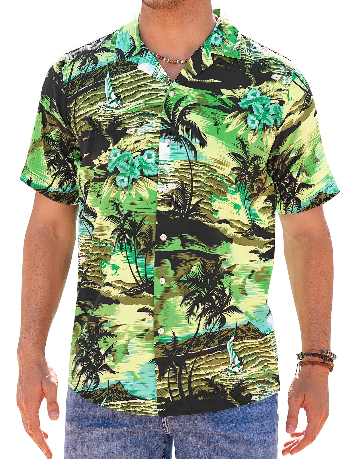 sogami Beach Shirt Short Sleeve Hawaiian Shirts for Men Casual Button Down Shirt