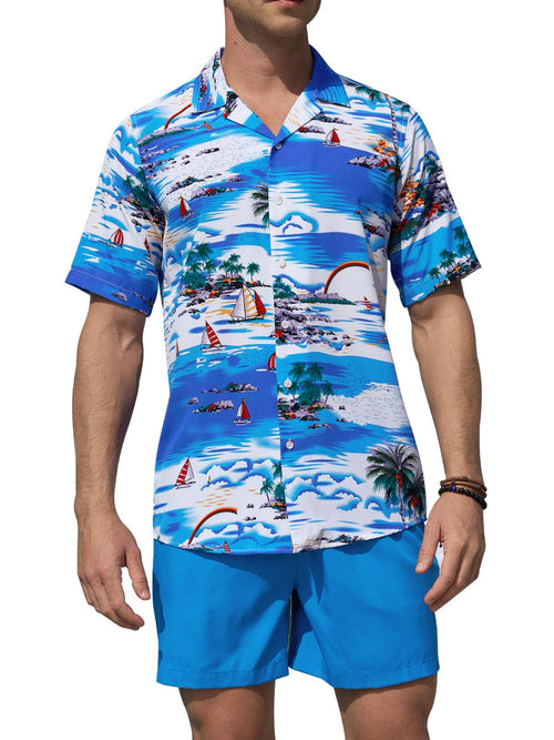 sogami Beach Shirt Short Sleeve Hawaiian Shirts for Men Casual Button Down Shirt