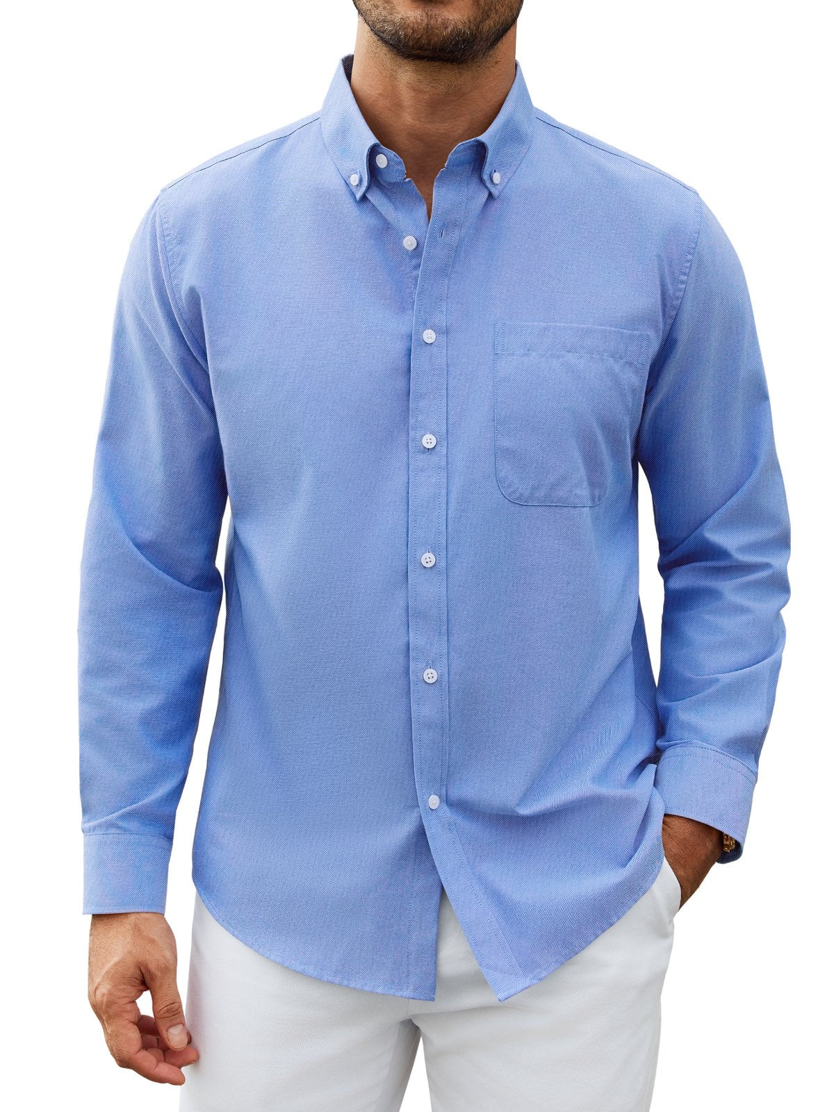 sogami Men's Casual Oxford Long Sleeve Shirt Button Down Collar Cotton Shirt