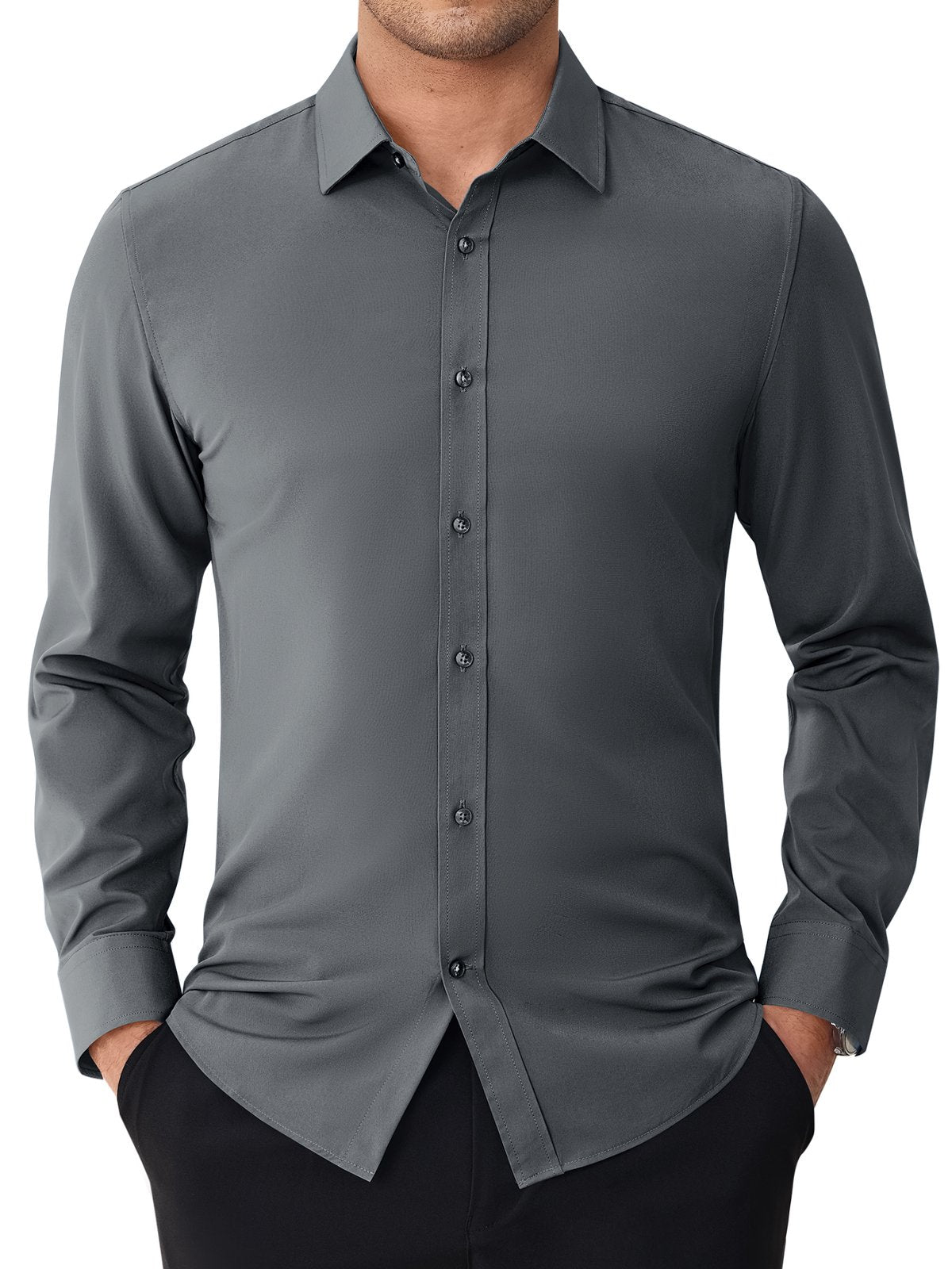 sogami Men's Stain Sheild Dress Shirts Long Sleeve Stretch Button Down Shirt Business Casual Shirt
