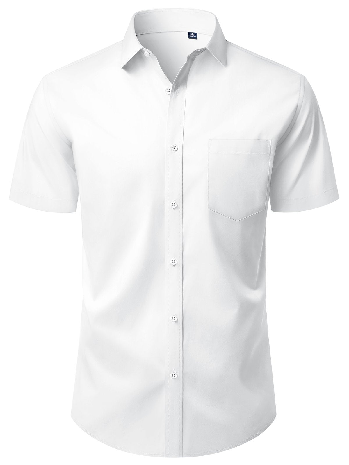 sogami Mens Button Down Work Shirt Stretched Wrinkle Free Short Sleeve White Dresses Shirt For Casual