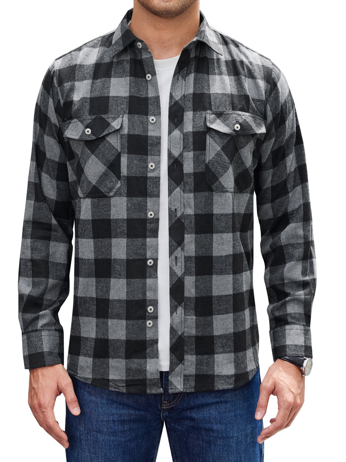 sogami Mens Long Sleeve Red Plaid Flannel Shirts Casual Button Down Regular Fit