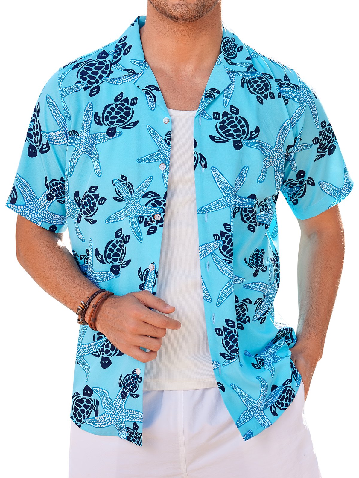 sogami Beach Shirt Short Sleeve Hawaiian Shirts for Men Casual Button Down Shirt