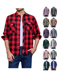 sogami Mens Long Sleeve Red Plaid Flannel Shirts Casual Button Down Regular Fit