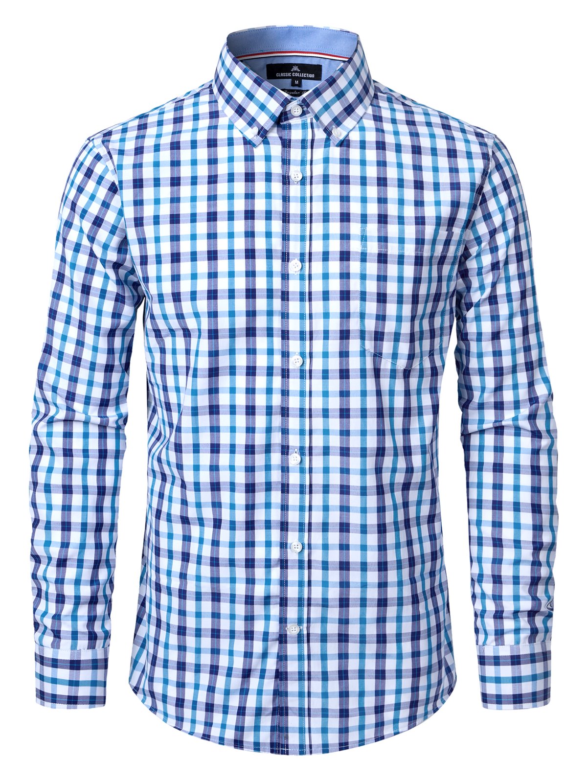 sogami Men's Plaid Shirt Casual Long Sleeve Button Down Gingham Shirt Regular Fit