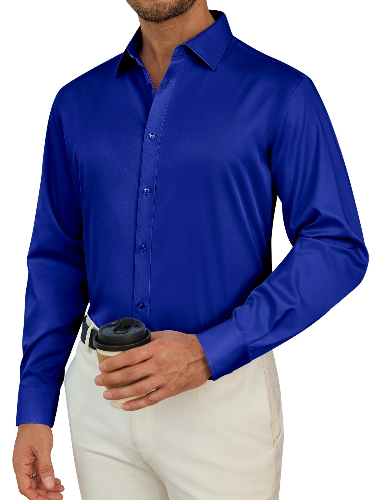 sogami Men's Stretch Long Sleeve Dress Shirt Wrinkle Free Formal Shirt
