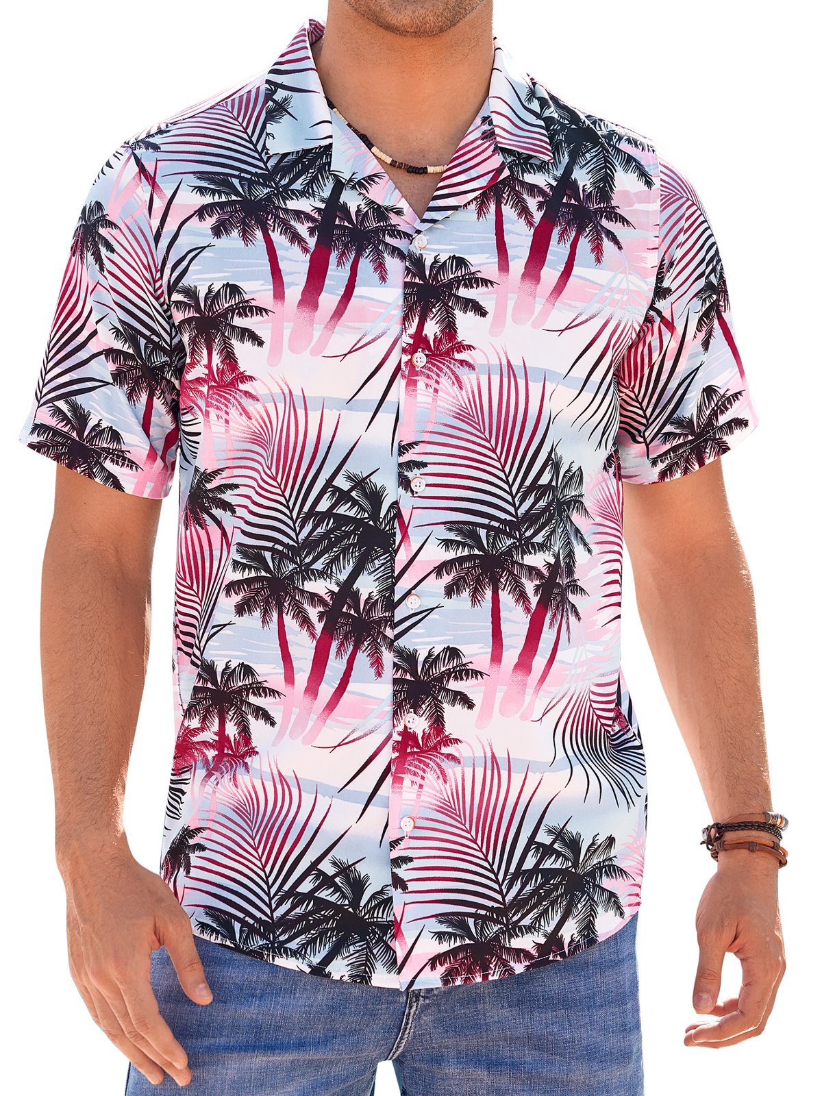 sogami Beach Shirt Short Sleeve Hawaiian Shirts for Men Casual Button Down Shirt