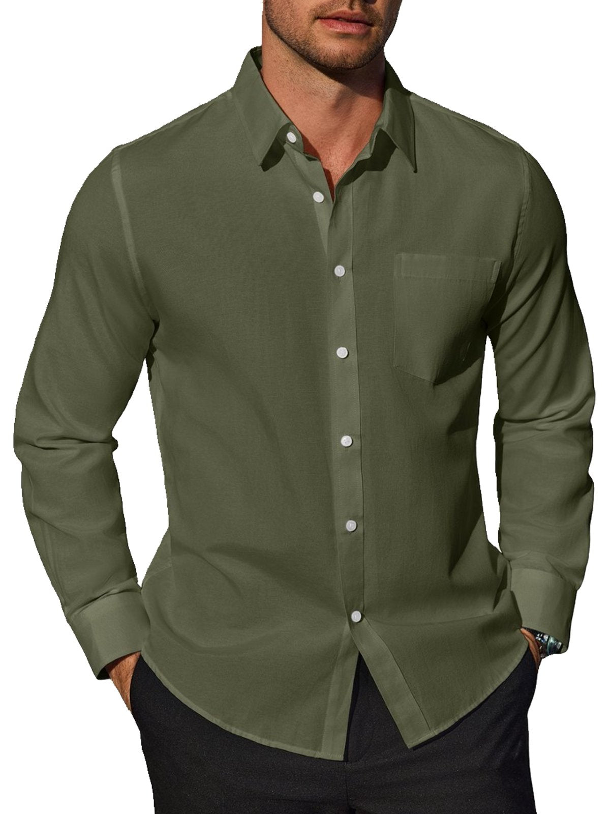 sogami Button Up Shirt Mens Oxford Shirt Casual Long Sleeve White Cotton Dress Shirt For Men Office