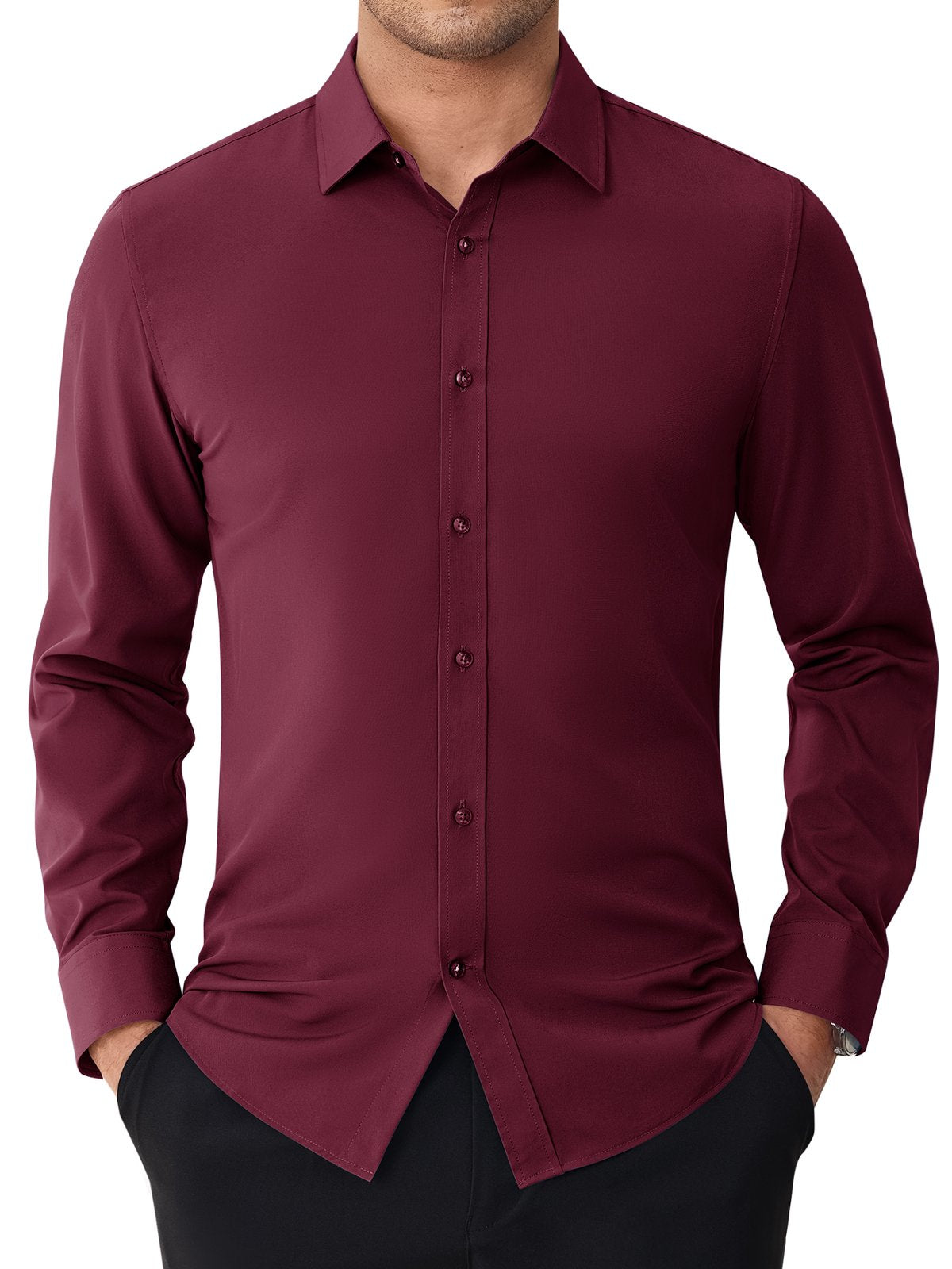 sogami Men's Stain Sheild Dress Shirts Long Sleeve Stretch Button Down Shirt Business Casual Shirt