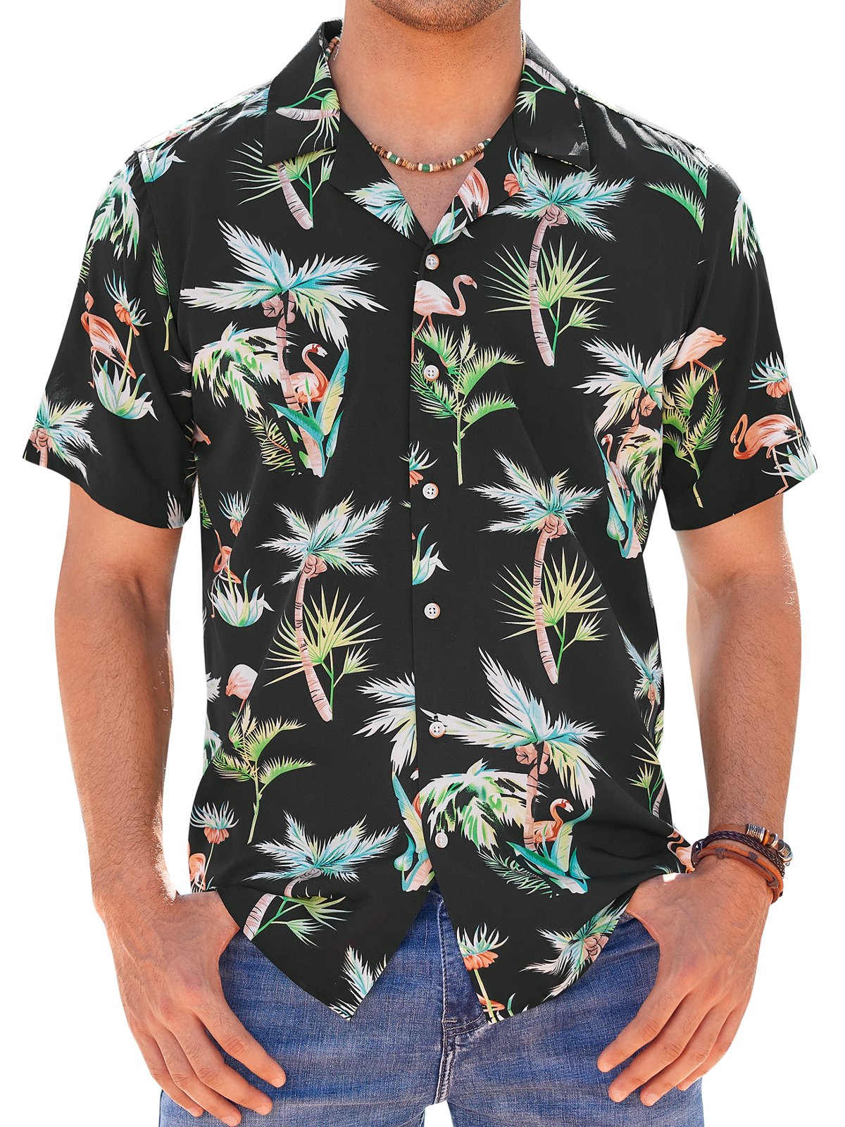 sogami Beach Shirt Short Sleeve Hawaiian Shirts for Men Casual Button Down Shirt
